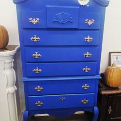 Tall Blue Dresser With 6 Drawers