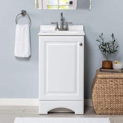 Glacier Bay 19 in. Single Sink White Bath Vanity with White Cultured Marble Top (Assembled) $50