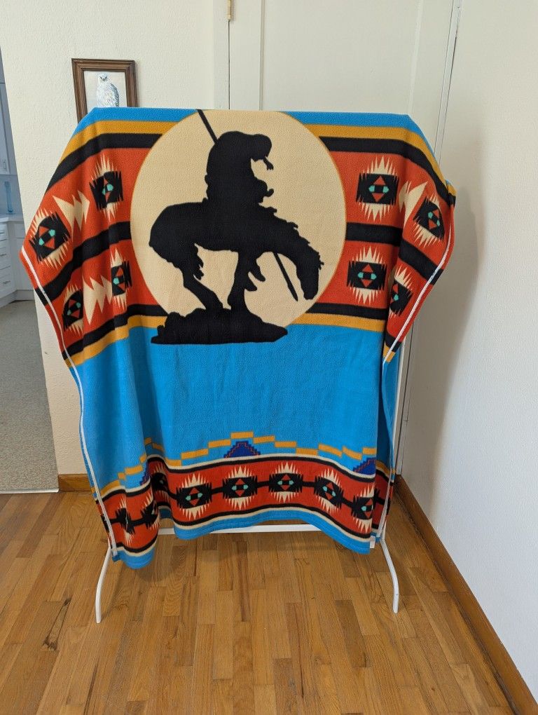 Native American Design Fleece Blanket - End of the Trail
