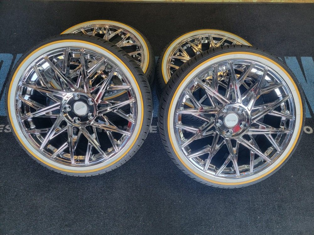 24” Inch Eclipse 101 All Chrome Rims 101 w/ Tires 245/35ZR20 for Sale