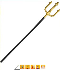 Skeleteen Gold Trident Costume Accessory - Trident Golden Pitchfork Spear Toy Prop Weapon Staff Accessories for Adults and Kids Costumes