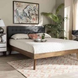 Mid Century Modern Style Queen Platform Bed (New In A Box)