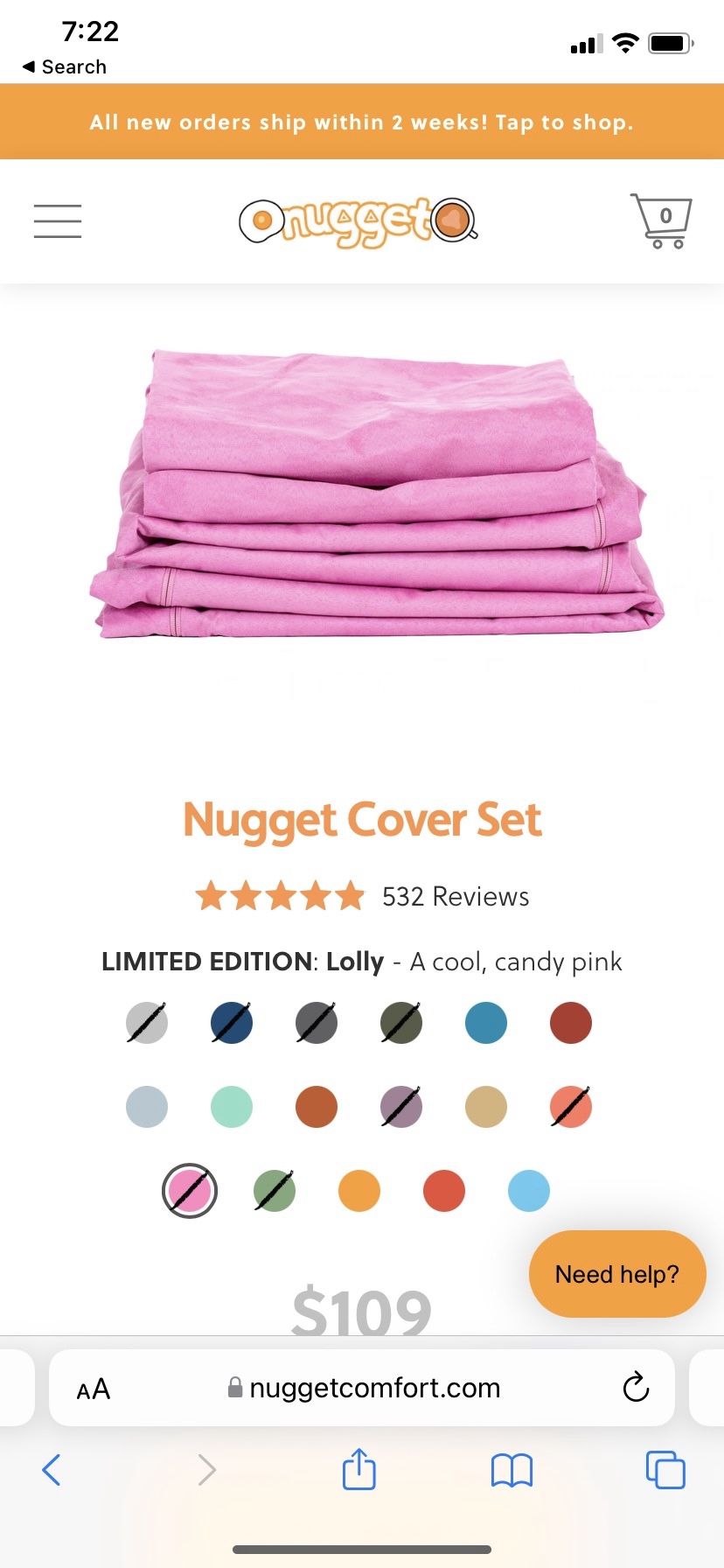NUGGET COVER SET ONLY LOLLY PINK