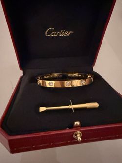 Gold Cartier Bracelet With 10 Diamonds