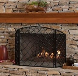 Best Selling Home Decor 53.2-in Black Iron 3 -Panel Arched Fireplace Screen