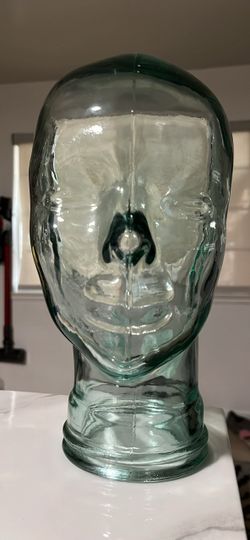 Vintage Glass Head Mannequin Wig Hat Display Green Tint Heavy Life size