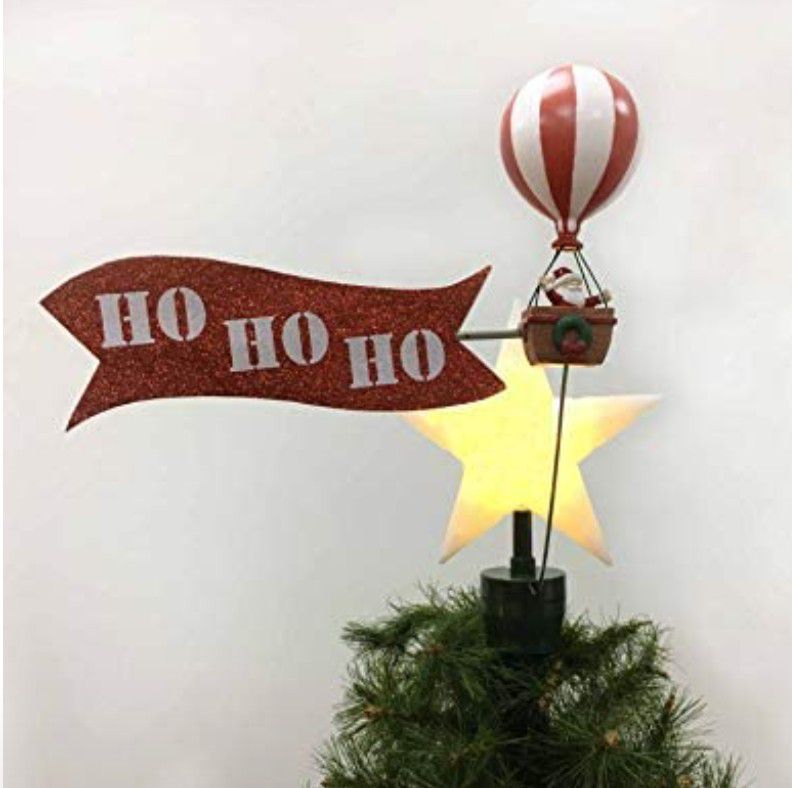 Christmas Treet Star With Hot Air Balloon Rotating Around Tree