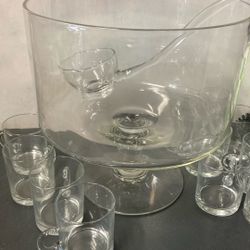 Glass Punchbowl with cups