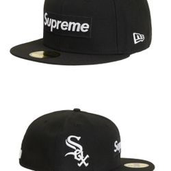 Supreme x MLB Teams Logo New Era ‘Black’ - ‘Chicago White Sox’ - 7 1/2