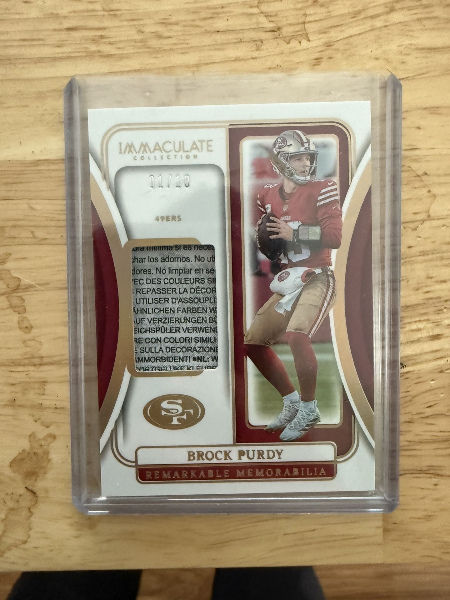 Brock Purdy Immaculate Patch Laundry Tag /10 Football Card Sport Card 49ers