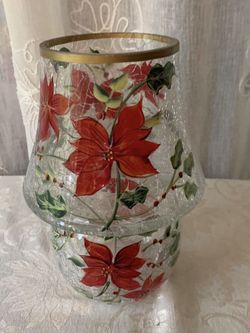 Christmas Candle Lamp Poinsettia Design