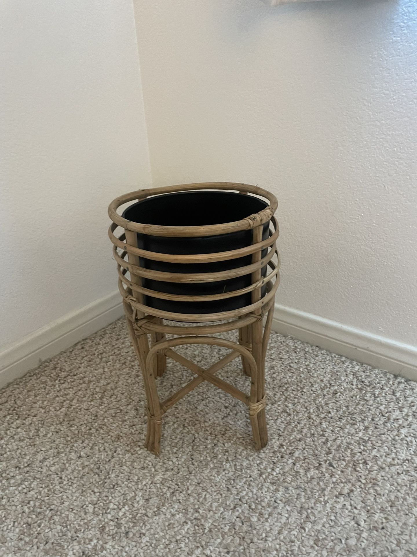 Bamboo Rattan Plant Stand 
