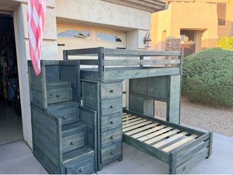 Bunk bed with desk and stairs