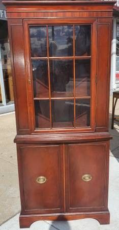 Mid Century Mahogany Corner China Cabinet

