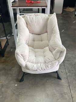 Modern Comfy Beige Corduroy Lazy Accent Arm Chair