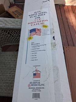18FT WHITE STEEL FLAG POLE  WITH 3X5" POLYCOTTON U.S.FLAG