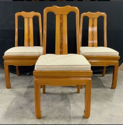 Set 3 Wooden Dining Chairs W Uph Seats