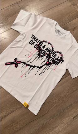 Awful lot of cough syrup shirt size small and medium white with purple rosary