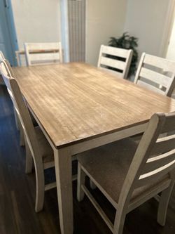 6 chair table - chair cushions are stained