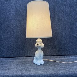 Vintage Mid Century Modern Pair 1956 Flair Poodle Lamp White Chalkware 8-1/2in