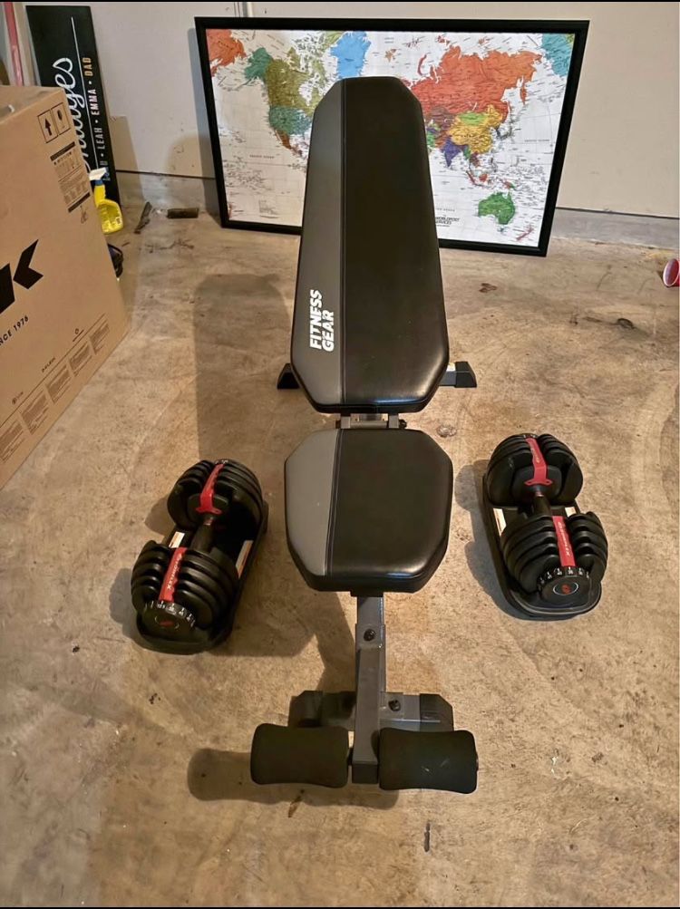 Bowflex/SelectTech Adjustable/Dumbbell/Set/with/adjustable/bench 
