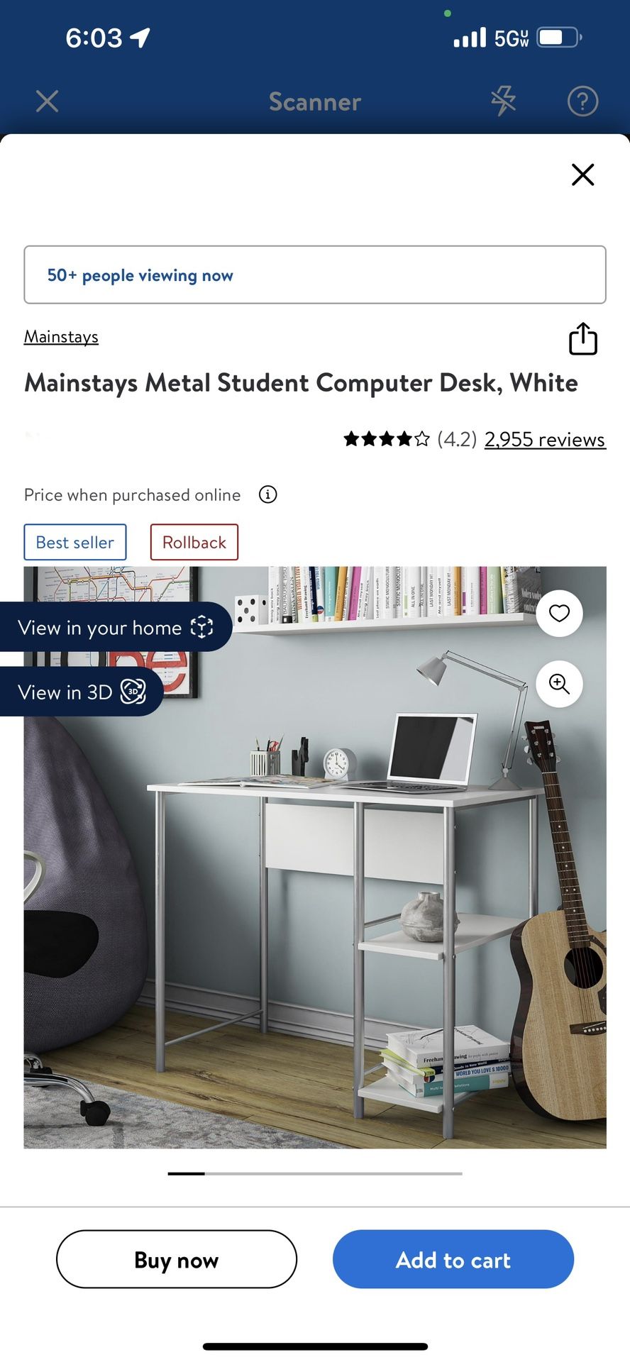 Mainstays Metal Student Computer Desk, White Pm if interested 