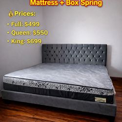 🛌 Queen Mattress Come With Bed Frame (Headboard & Footboard) + Box Spring – Ready for Delivery Today!