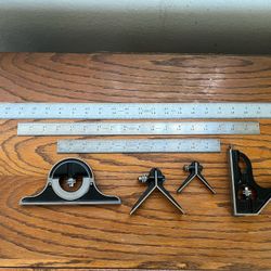 Starrett combination square set With 24” 18” 12” Rule + Extra Angle Finder