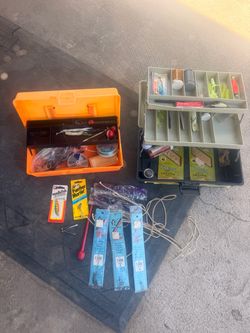 Two Tackle Boxes Loaded with Fishing Gear