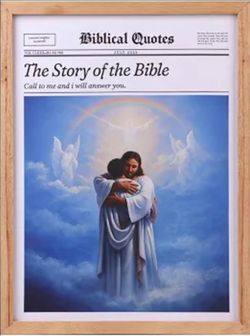 12x6 Inch Jesus Embrace Bible Verse Natural Oak Frame Portrait NIB