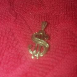 10K Yellow Gold $ Sign Pendant
