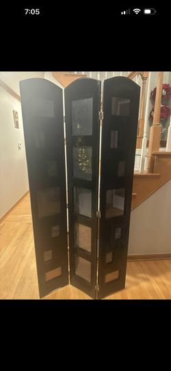 Solid wood 3-panel photo Room divider
