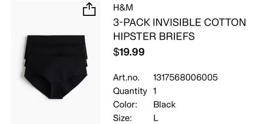 H&M 2-Pack Invisible Cotton Hipster Briefs