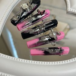 10 PCS Handmade Super Long Press On Nails/Pink Nails/Nail Art/Bling Nails