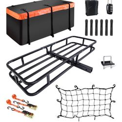 MeeFar Hitch Mount Cargo Carrier Basket 53" X19" X 5"+Waterproof Cargo Bag (51" X17"X 18"),Hauling Weight Capacity Of 500 Lbs Fit On 2 Inch Receiver W