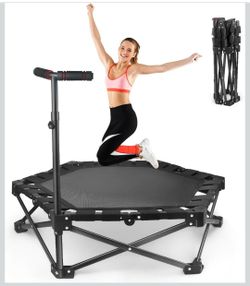 42 Inch Mini Trampoline Foldable Rebounder with Adjustable Handle 450 lb Capacity