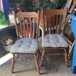 Set of two Amish made would acorn dining chairs