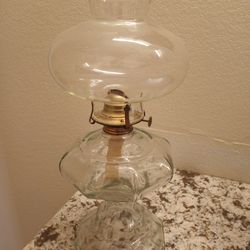 Thick Glass Base Antique Kerosene Oil Lamp