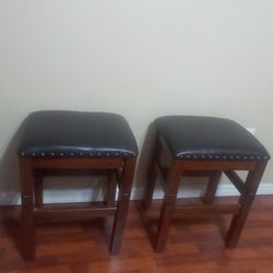 2 Ashley Furniture Counter Stools Chairs Black Brown Bar Pub Kitchen Dining Table Chair Set
