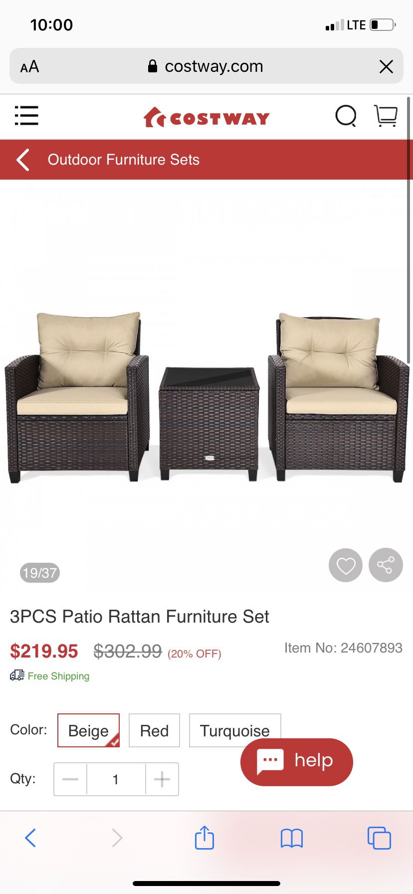 New 3 Pcs Wicker Furniture Set