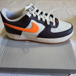 *NEW* Nike Air Force 1 GS White Orange Blue Leather Sneakers Size 5Y Women's 6.5