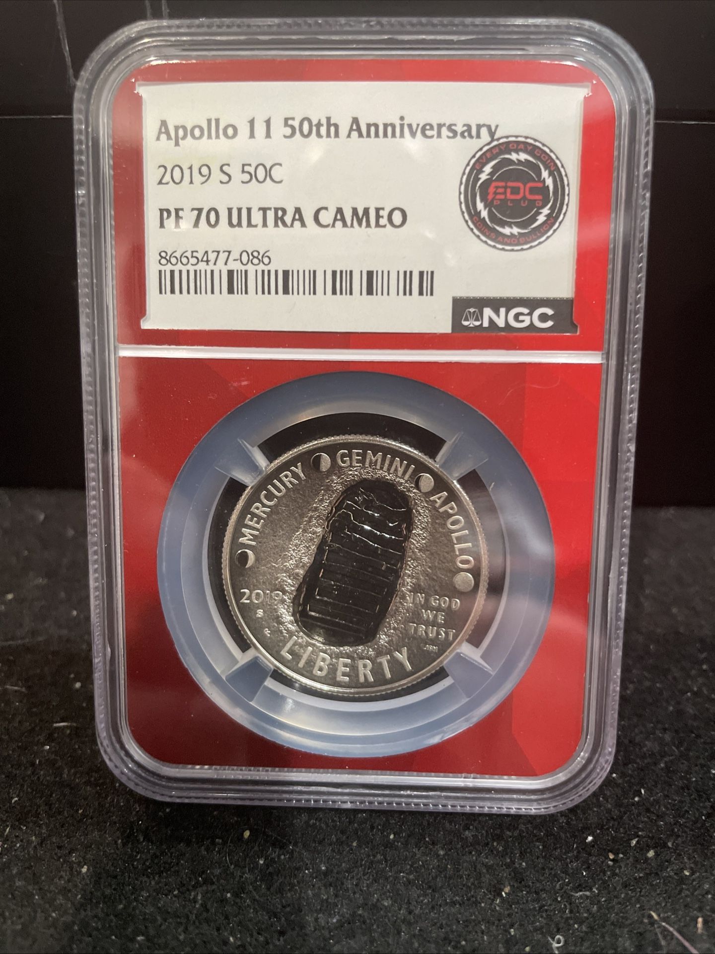 2019 S Perfect Graded Apollo 11 50th Anniversary Half Dollar Graded By NGC At PF70 C-1