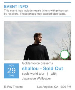 Shallow Selling 1 ticket face value and tax included