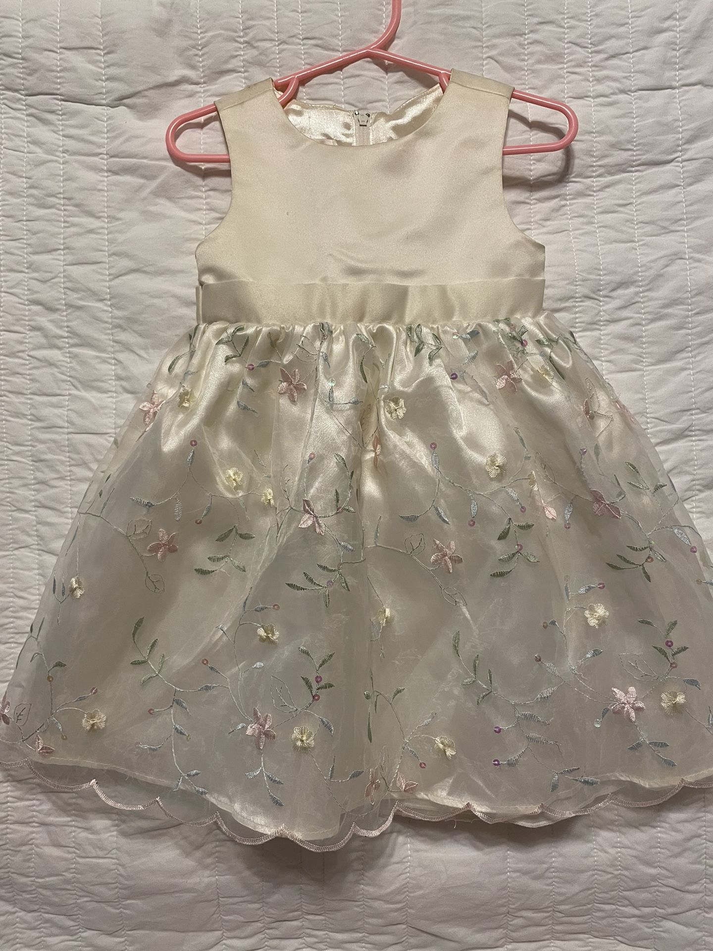 American Princess Cream Satin Formal Toddler Dress Size 2T