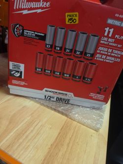 11pc Milwaukee mm/sae lug nut impact socket set, NEW Financing available
