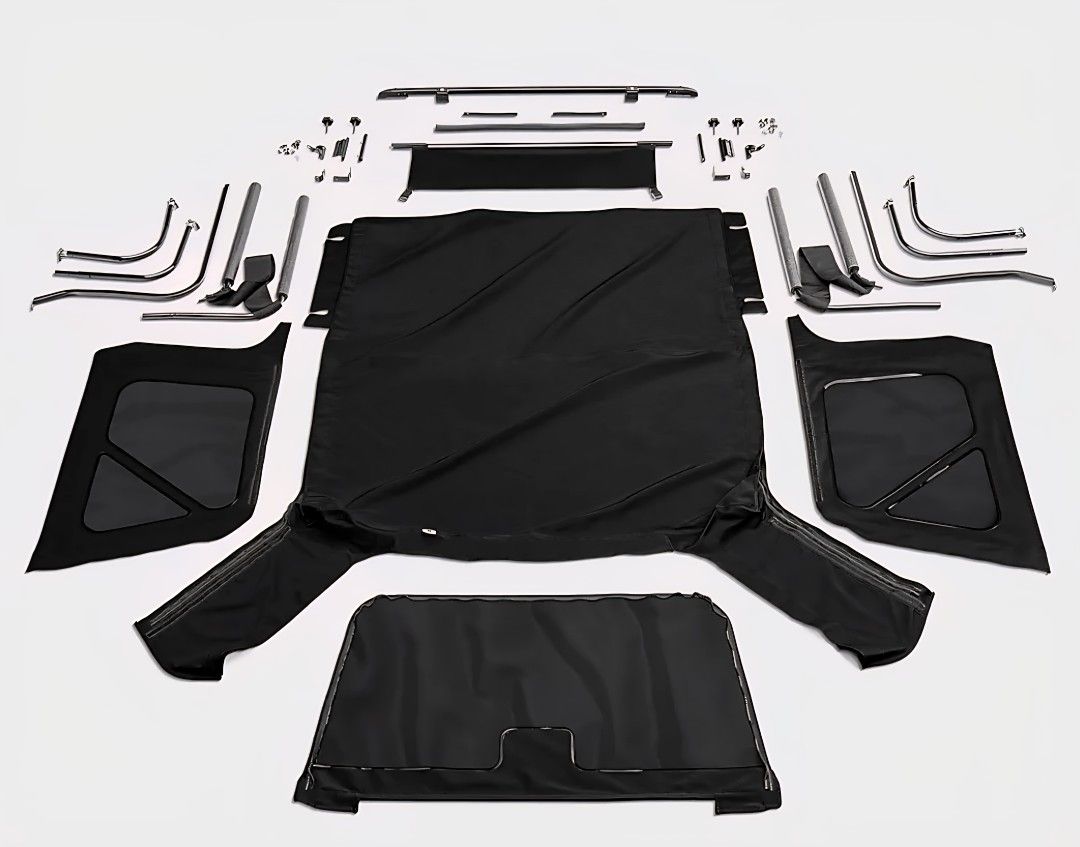 Rampage Complete Soft Top | Vinyl, Black Diamond Color with Tinted Windows, includes Frame & Hardware | 68835 | Fits 1 Jeep Wrangler TJ