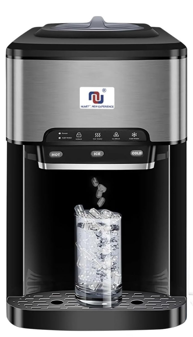 NUNET 3in1 Portable Ice Maker Water Dispenser Countertop Built-in Ice Machine 44lbs Ice Daily