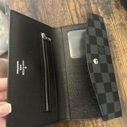 Black Checkered Wallet - L V