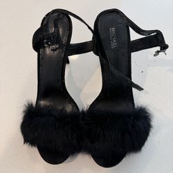 Michael Kors Black Fur Strap Heels