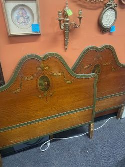 Antique French hand painted twin bed beds with footboards and rails $300 each or $500 for the pair